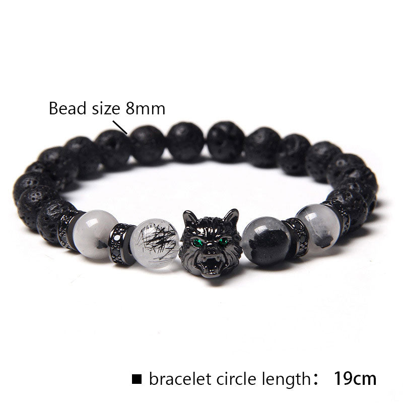 Pulsera de lobo con piedra lunar de Olivenorma 