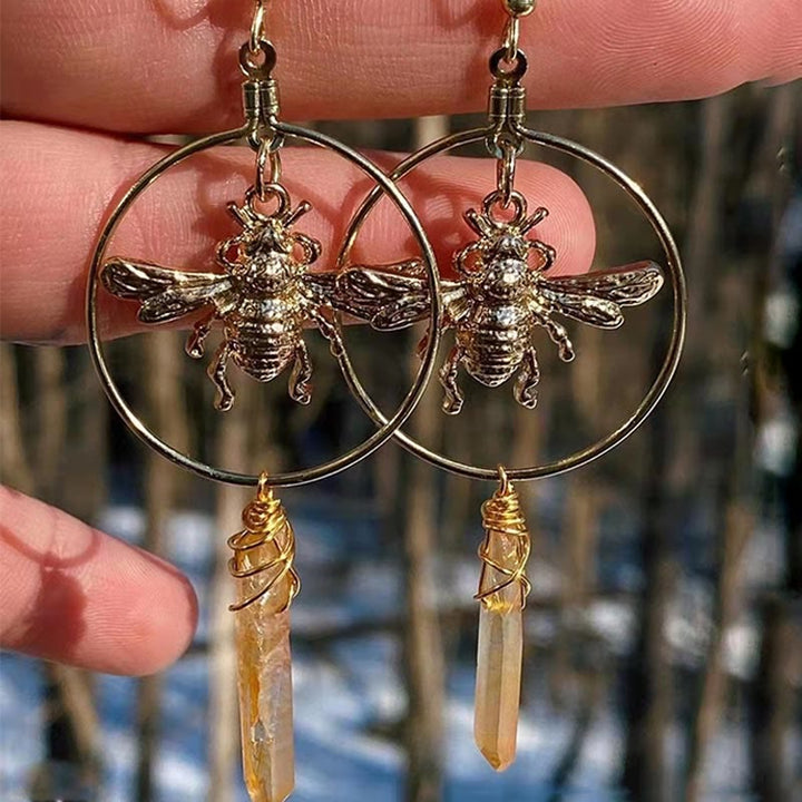 Pendientes con forma de hongo, luna y estrella de cristal natural de Olivenorma