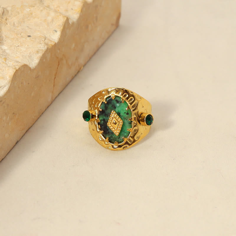 Anillo ajustable con turquesa africana de Olivenorma