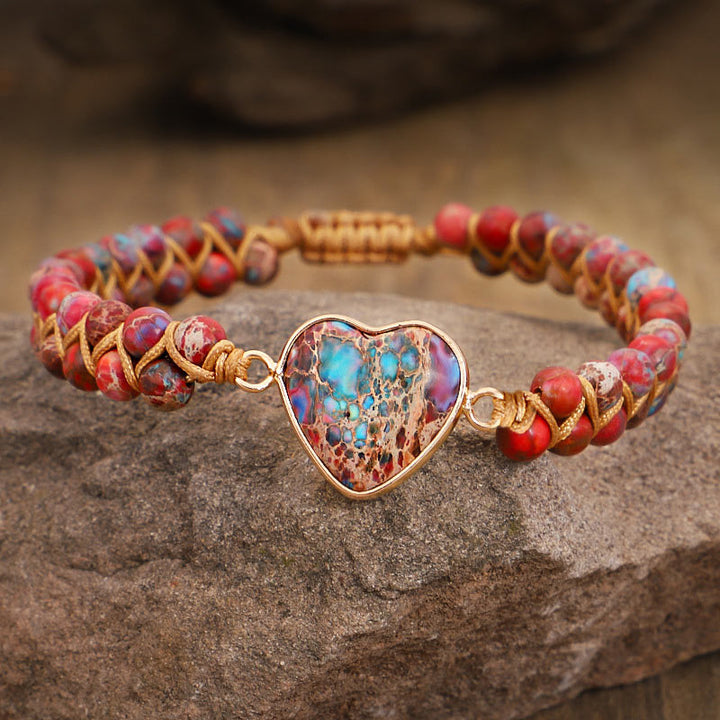 Pulsera de corazón de piedra roja del emperador Olivenorma