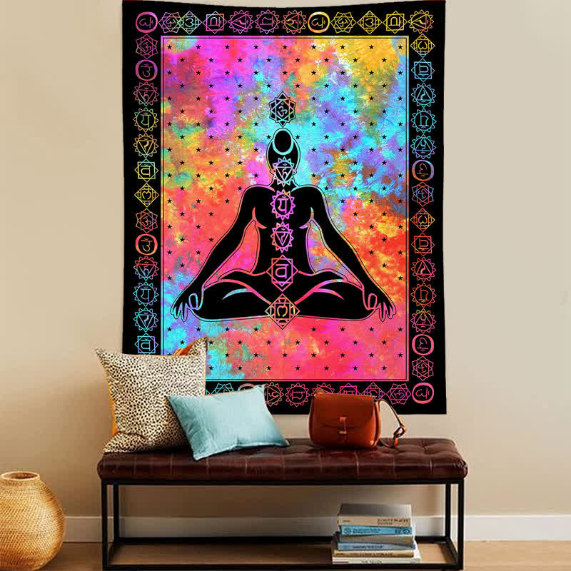 Tapiz de meditación vintage para colgar en la pared