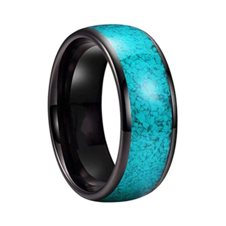 Anillo de carburo de tungsteno con turquesa triturada de Olivenorma para hombre