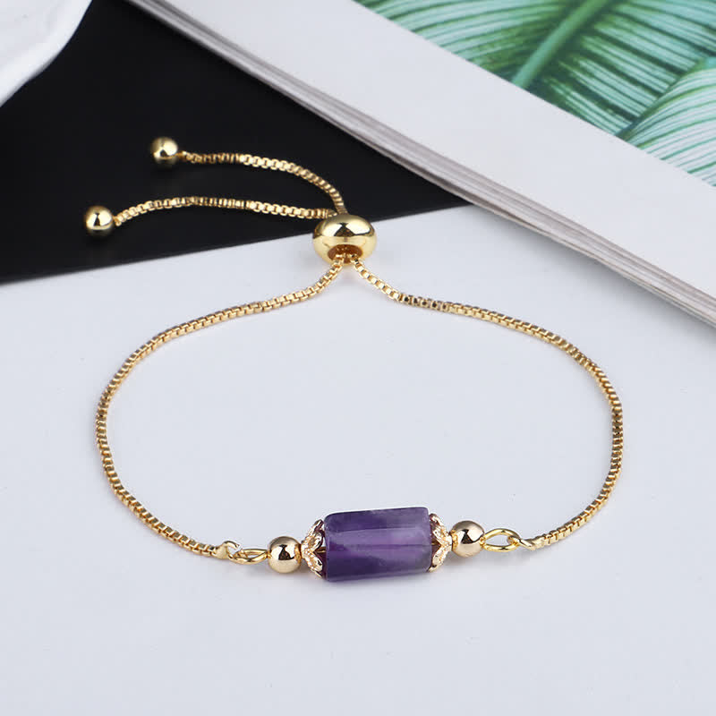 Pulsera delicada de cadena dorada con cristales naturales de Olivenorma 