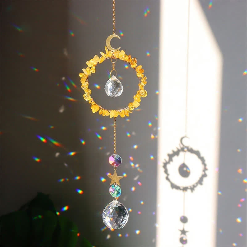 Atrapasueños con curación lunar y círculo de cristal de Olivenorma