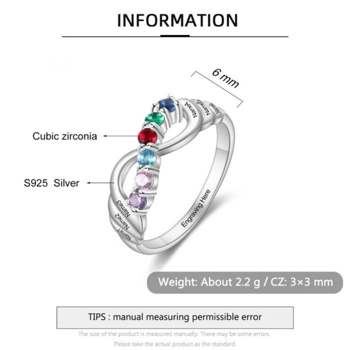 Anillo de la suerte con 12 piedras de nacimiento de color de Olivenorma