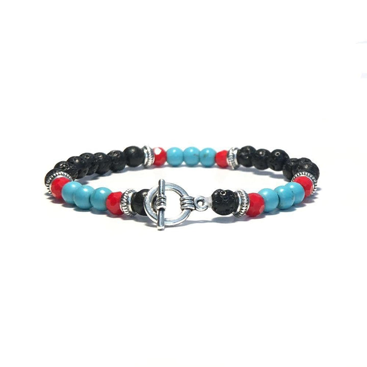 Pulsera trenzada con cuentas de piedra de colores para hombre de Olivenorma 