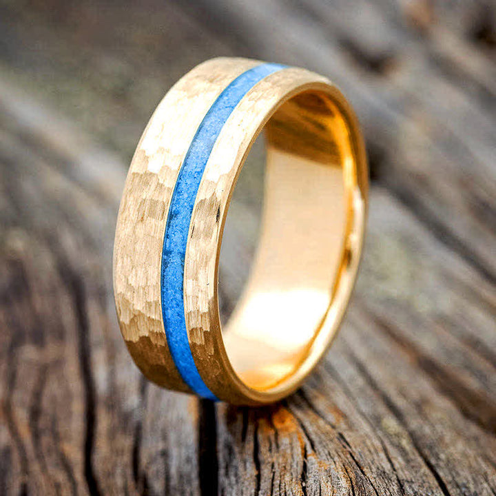 VERTIGO - Anillo de bodas de turquesa martillada 