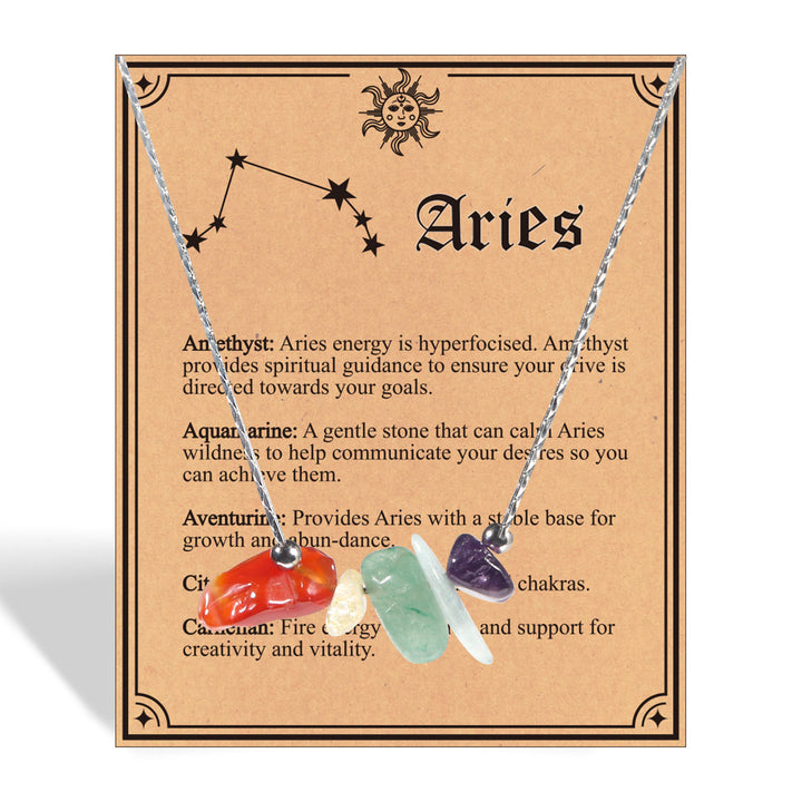 Gargantilla con signo del zodiaco de piedra natural Olivenorma