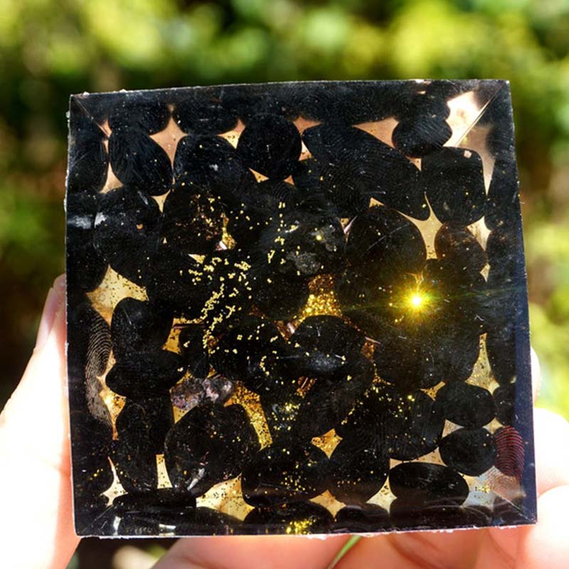 Pirámide de orgón del árbol de la vida de citrino y obsidiana de Olivenorma