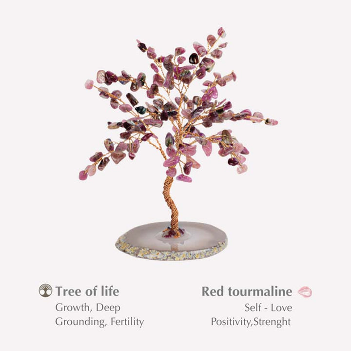 Árbol de Feng Shui de turmalina roja con bendiciones lujosas de Olivenorma