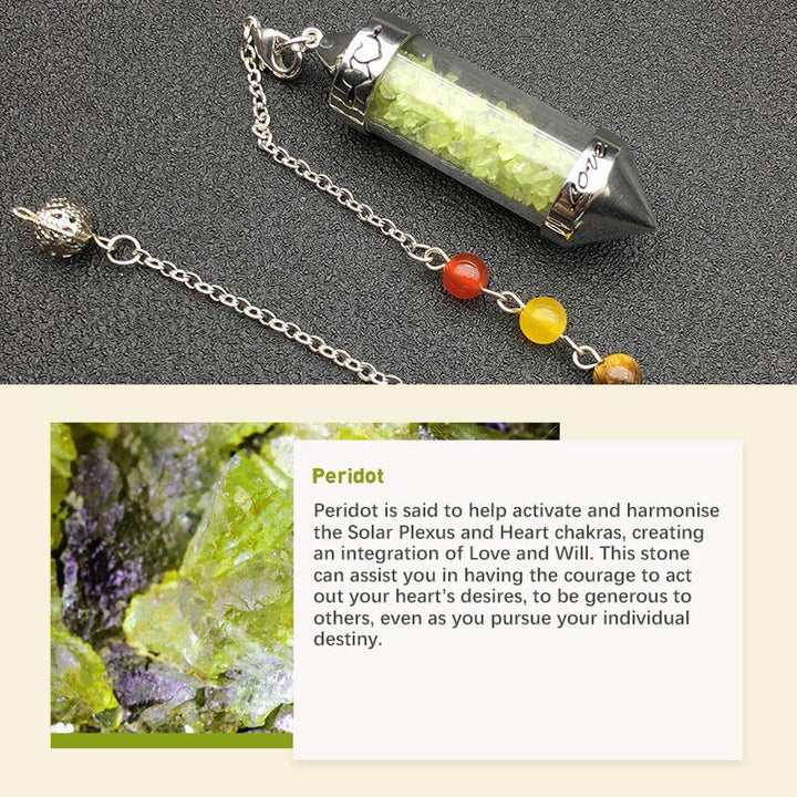 Péndulo de meditación de cristal de colores para los chakras