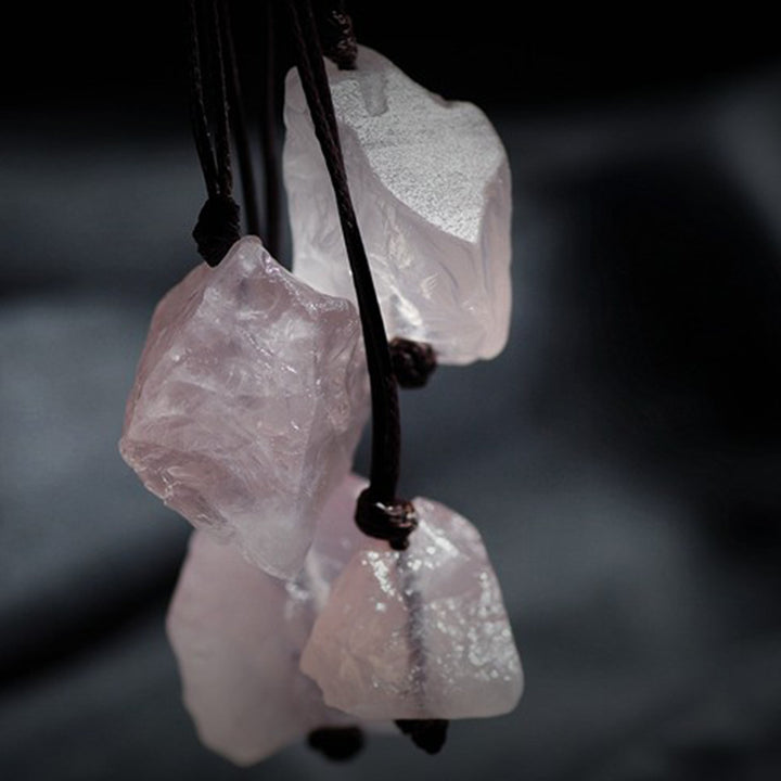 Collar de piedra preciosa de cuarzo rosa natural 