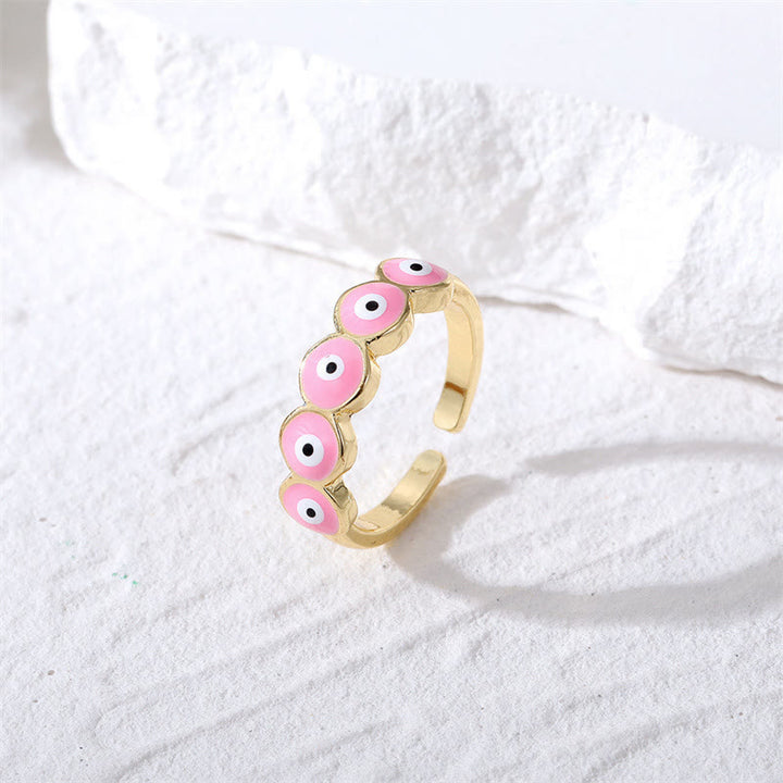Anillo ajustable de resina epoxi con forma de ojo malvado de Olivenorma 
