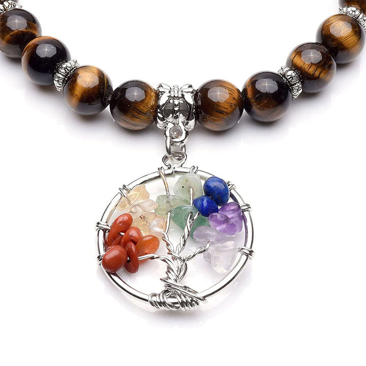 Pulsera de amatista con el árbol de la vida de los chakras.