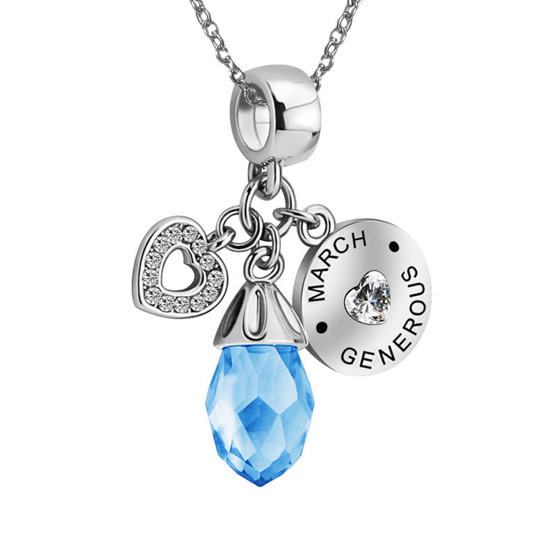 Collar con colgante de corazón de diamante y piedra natal de Olivenorma 