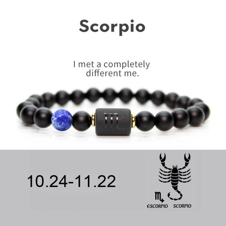 Pulsera de hombre con ónix negro natural del zodiaco de Olivenorma 