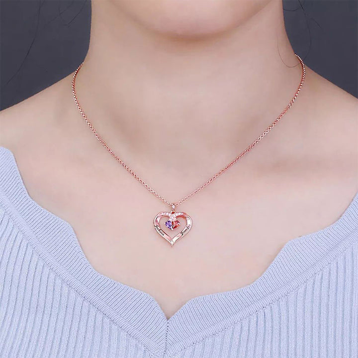 Collar con piedras de nacimiento en forma de corazón grabado y personalizado de Olivenorma - image 11