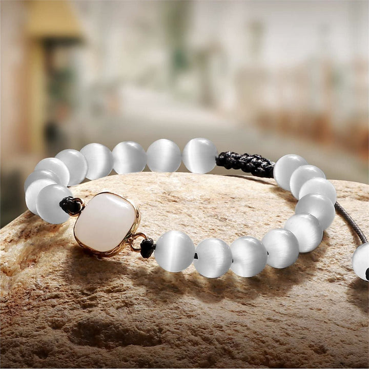 Pulsera de cuentas de opalita con piedra de ojo de gato de Olivenorma