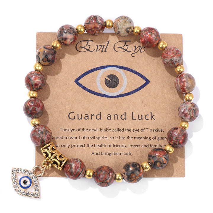Pulsera con colgante de ojo malvado y cuentas de piedra natural de Olivenorma