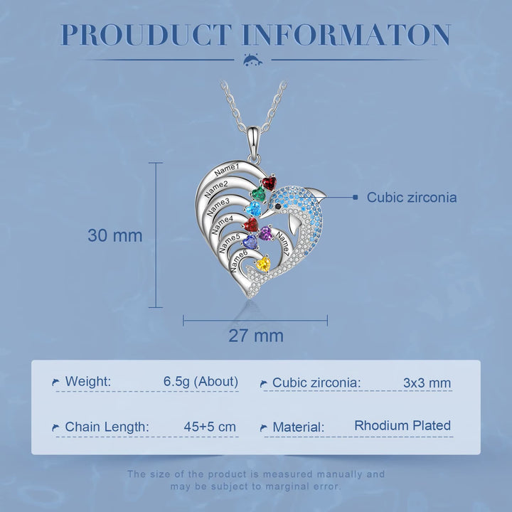 Collar con colgante de piedra grabado con forma de delfín y corazón de Olivenorma
