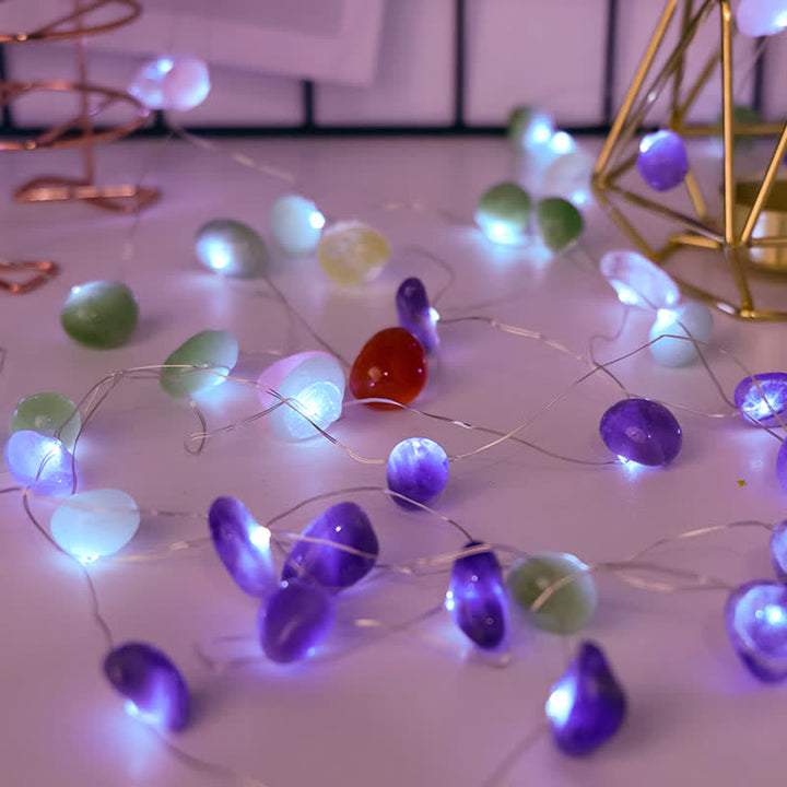 Lámpara de piedras pulidas de cristal natural de Olivenorma para decoración de ambientes navideños