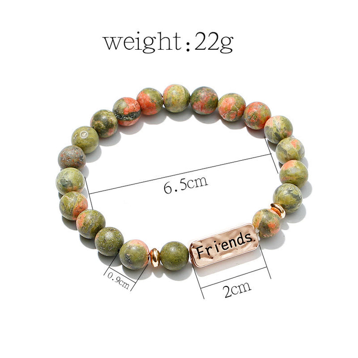 Juego de pulseras con grabado de 3 piezas con piedras preciosas naturales de Olivenorma Best Friend Forever