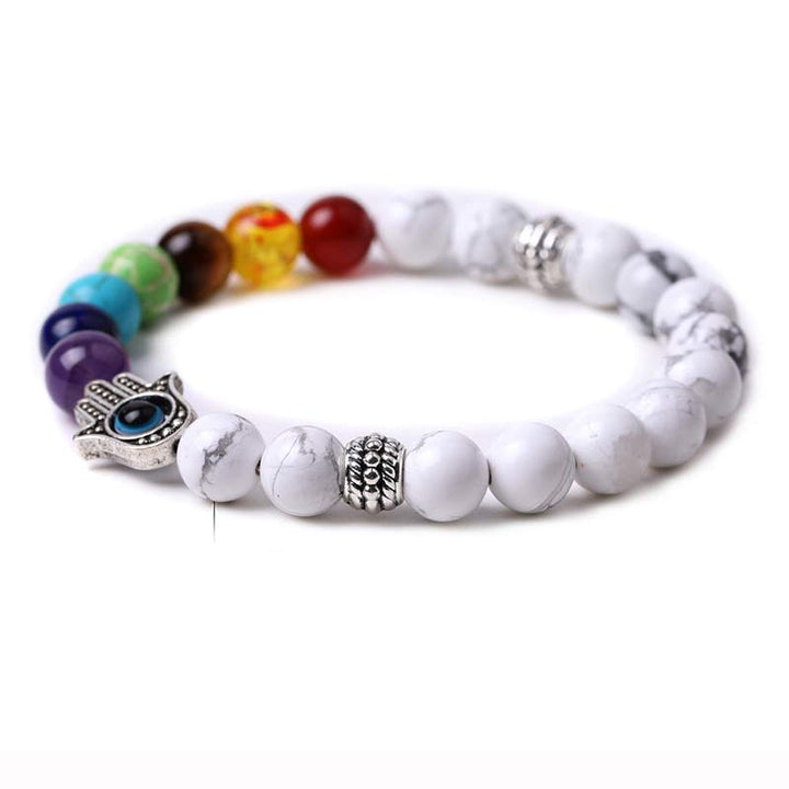 Olivenorma Pulsera Natural Chakra Hamsa y Mal de Ojo Reki