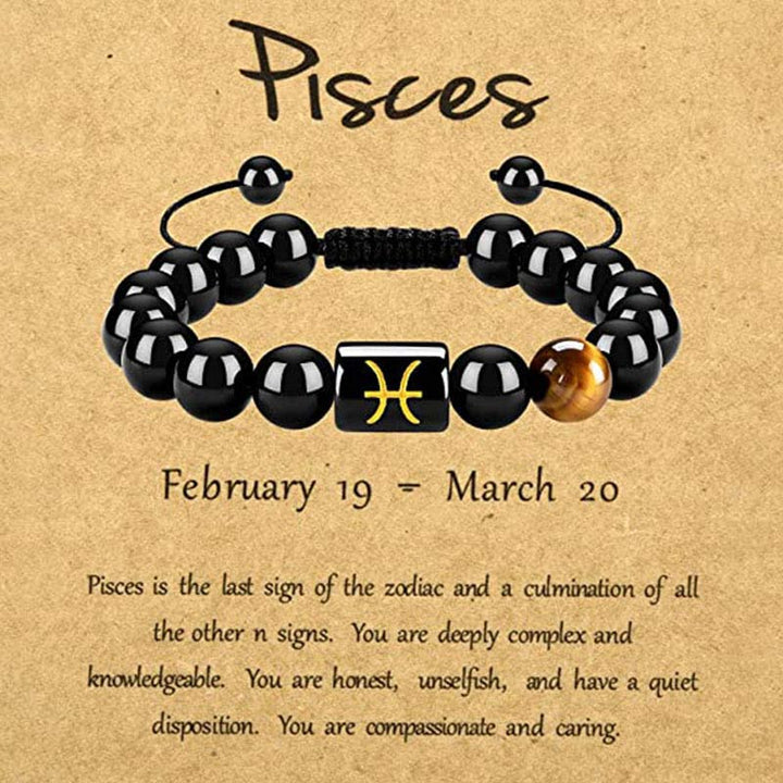 Pulsera del zodíaco de obsidiana y ojo de tigre de Olivenorma