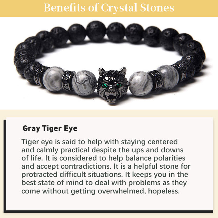 Pulsera de lobo con ojo de tigre gris de Olivenorma