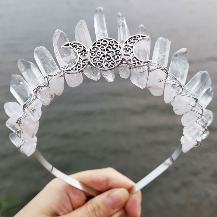 Corona de cristal transparente con luna curativa de hadas de Olivenorma
