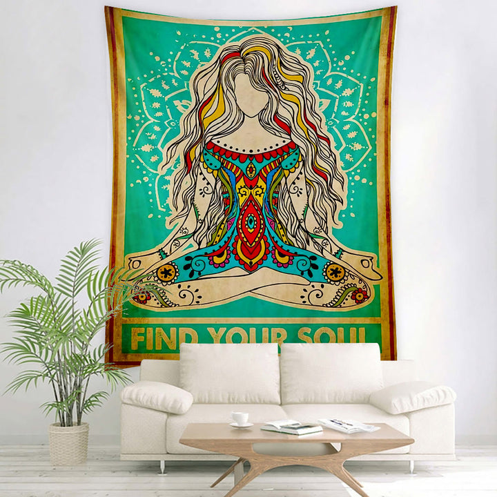 Tapiz con patrón de chakras para meditación de yoga de Olivenorma