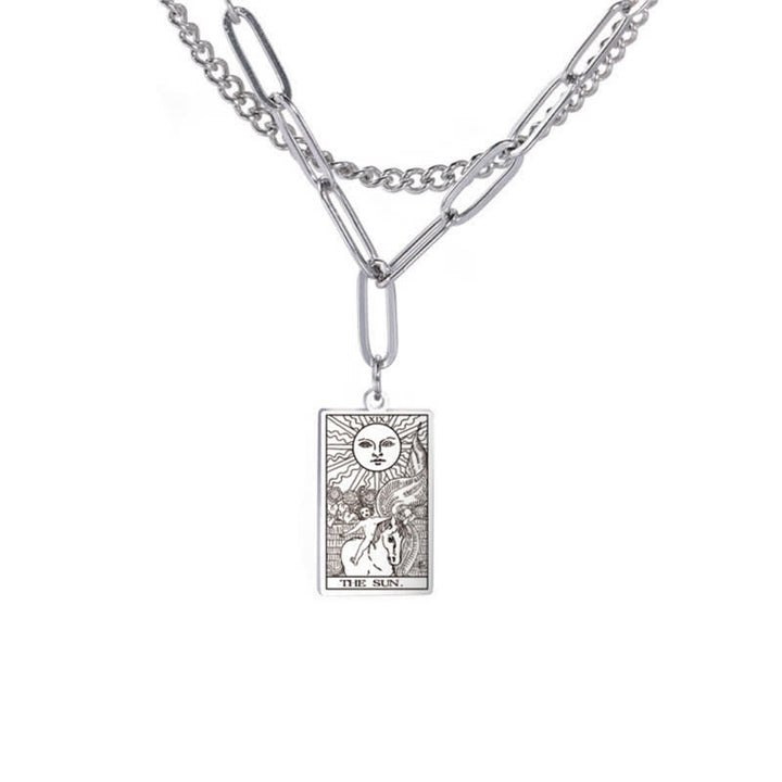 Collar de doble cadena con la carta del tarot de Olivenorma