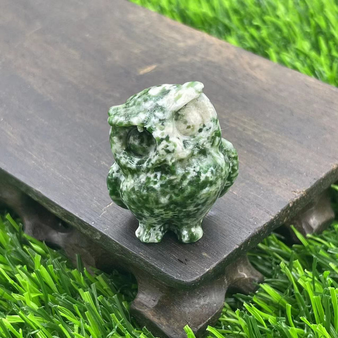 Adorno de búho de cristal natural de 3,5 cm de Olivenorma con piedras preciosas decorativas