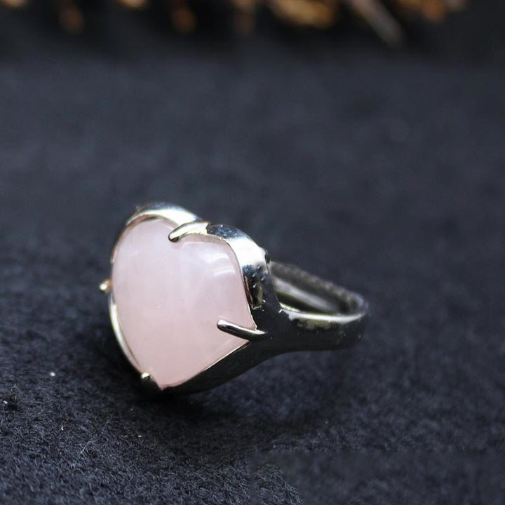 Anillo de corazón de cristal de piedra natural Olivenorma