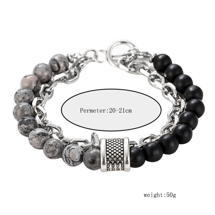 Pulsera para hombre con forma geométrica y combinación de piedras esmeriladas estilo punk de Olivenorma 