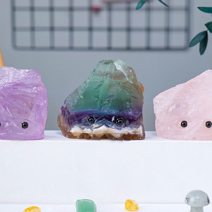 Piedras preciosas de cristal natural en bruto de Olivenorma con forma de erizo elfo
