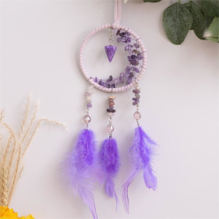 Colgante de amatista Olivenorma Atrapasueños de plumas en forma de media luna pequeño 