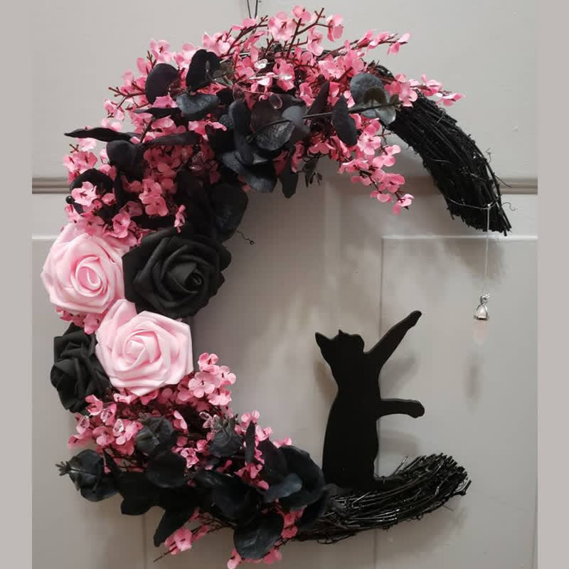 Decoración de pared con luna celestial y gatito de Olivenorma