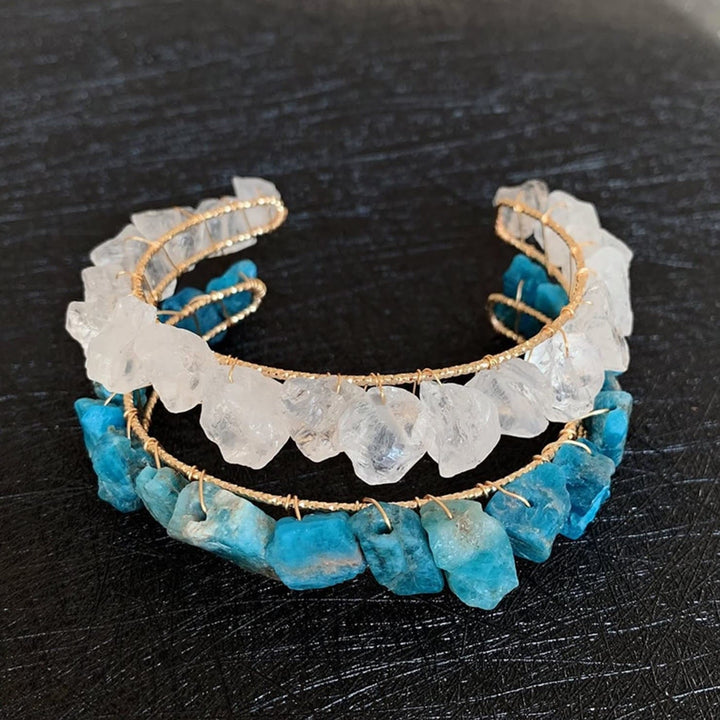 Pulsera de alambre enrollado con cuentas de grava de cristal natural de Olivenorma