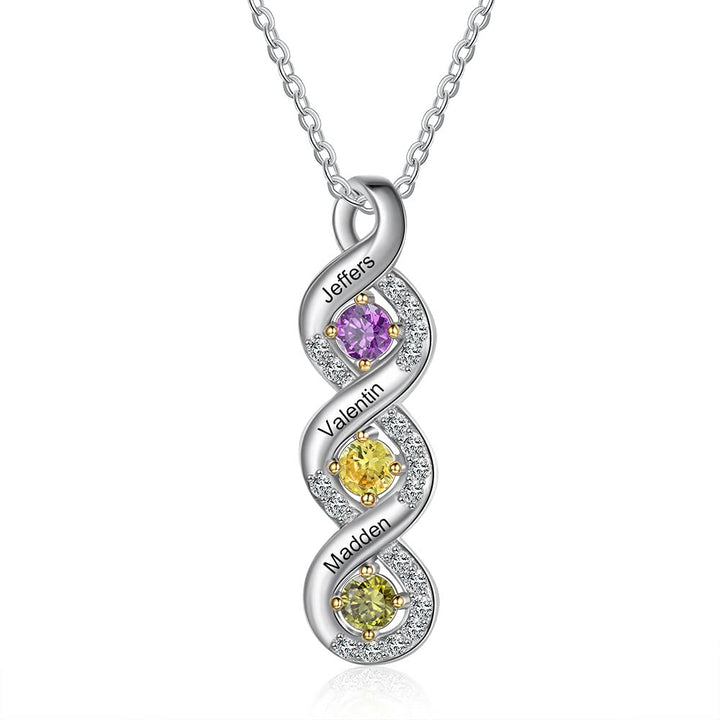 Collar con nombre grabado en piedra natal para mujer de Olivenorma
