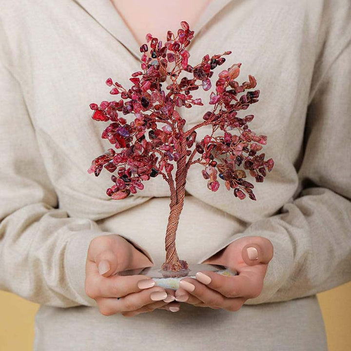 Árbol de Feng Shui de turmalina roja con bendiciones lujosas de Olivenorma
