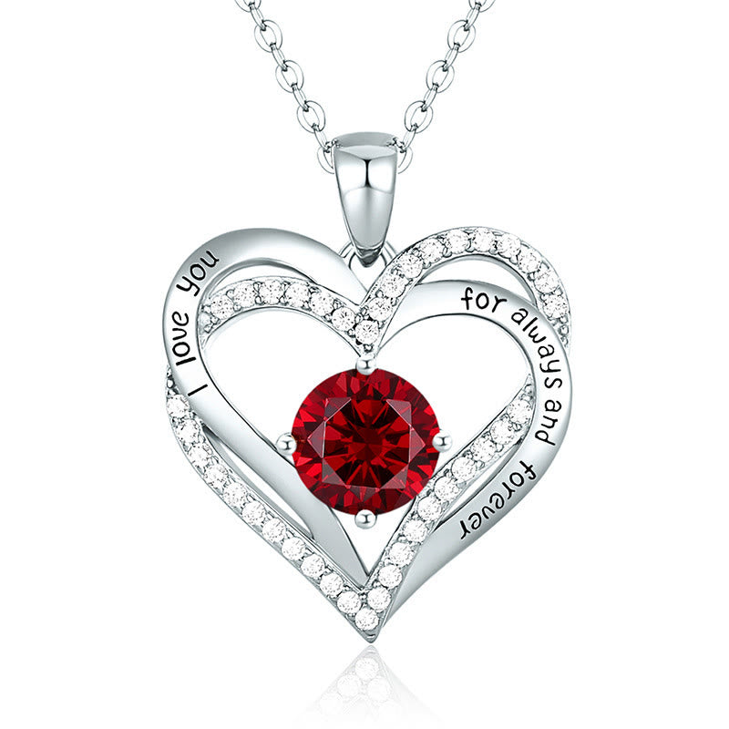 Olivenorma "Te amo por siempre y para siempre" - Collar de corazón en tono de nacimiento 