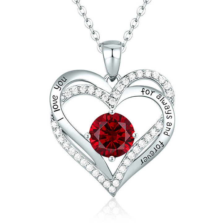 Olivenorma "Te amo por siempre y para siempre" - Collar de corazón en tono de nacimiento 