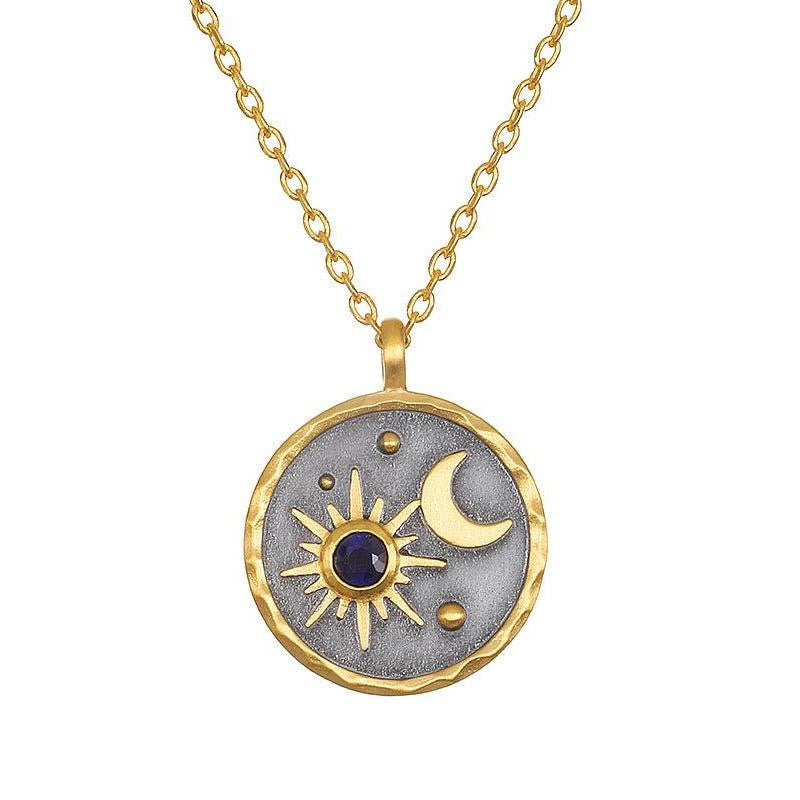 Collar con piedra natal de sol y luna "Día y noche" de Olivenorma