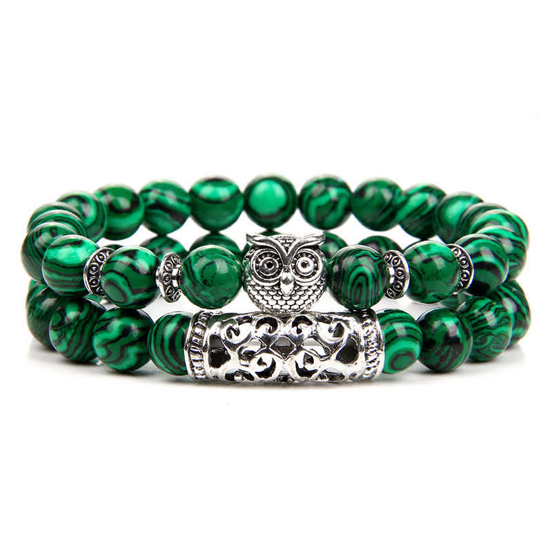 Pulsera de cuentas de cristal natural con forma de búho de Olivenorma 