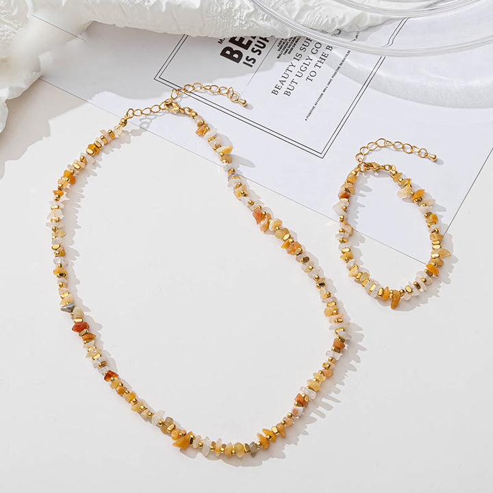 Pulsera con collar y grava de amatista y cuentas de citrino natural de Olivenorma 
