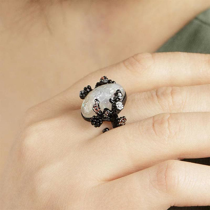 Olivenorma "Flor de medianoche: - Anillo de ópalo de árbol mágico