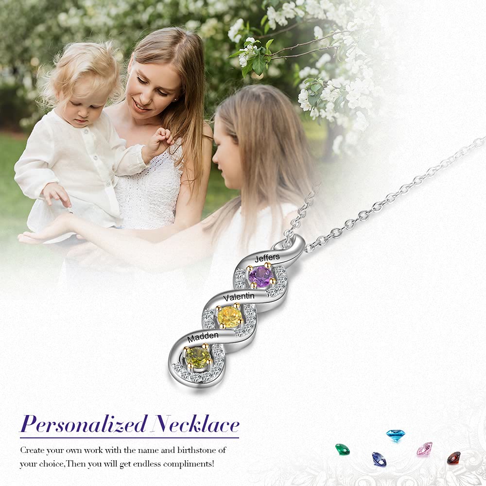 Collar con nombre grabado en piedra natal para mujer de Olivenorma