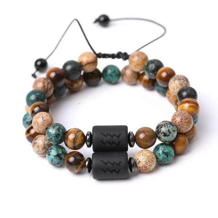 Pulsera con imagen de ojo de tigre y jaspe del zodiaco