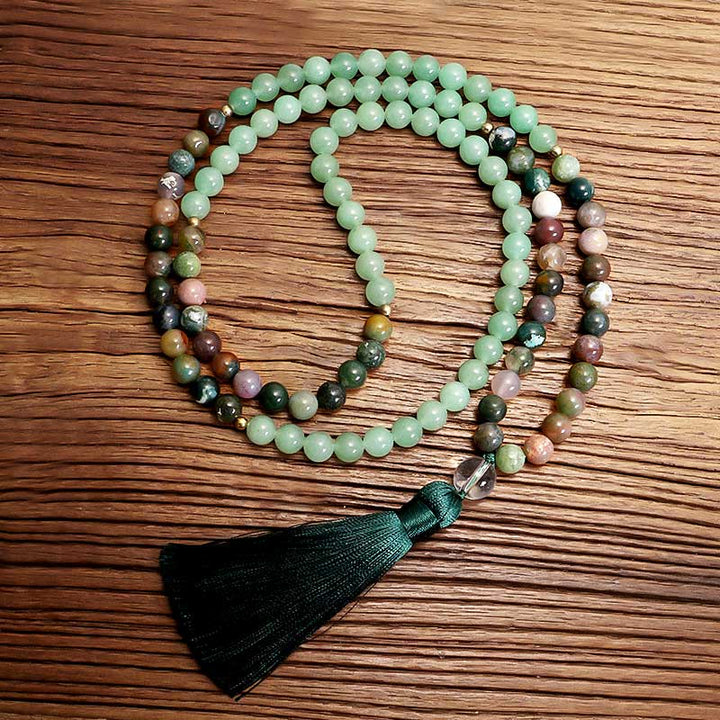 Collar y pulsera de ágata india con aventurina verde de Olivenorma 